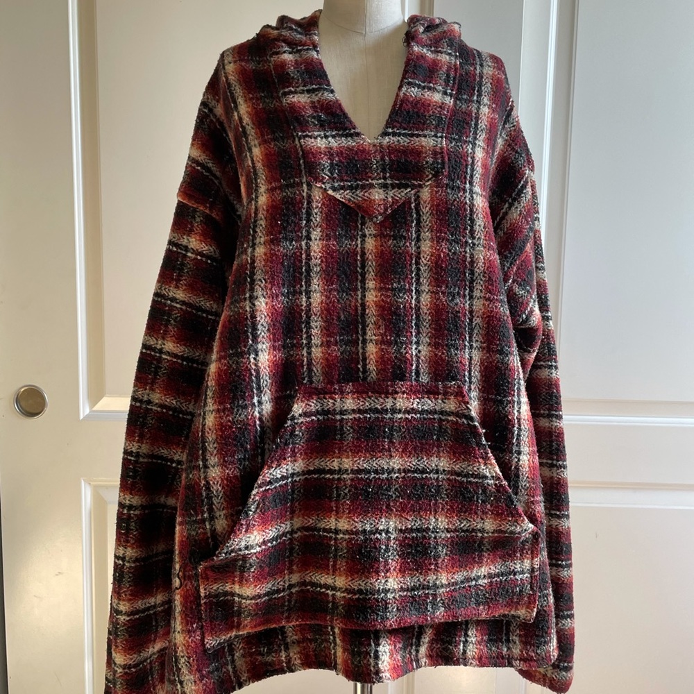 Red Earth Ragz Mexican Baja Poncho - Sz L